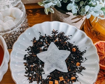 Bolsa de té en forma de estrella (6) para la hora de dormir / Envío GRATIS / 1 mini palito de panal de madera / Mezcla de té nocturno-hierbas, sin cafeína 6 bolsas de té