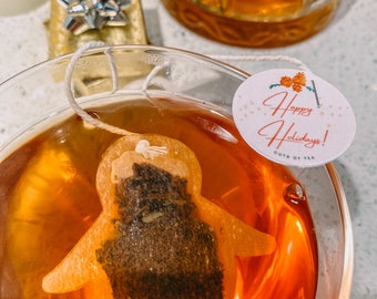 Penguin 6 Shaped Tea Bags | FREE Shipping | FREE Mini Honeycomb w/ Every Order | Stocking Stuffer | Winter Gift | Thinking of you gift |