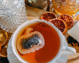 Autumn Pumpkin Shaped Tea | FREE Shipping | 1 FREE Mini Honeycomb w/ Every Order | Gift for Autumn | Fall Drink | Tea Lovers (6 Tea bags)