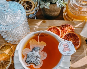 Teddy Bear Tea Riffic BULK Baby Shower Tea Bag w/HoneyComb Stick | FREE Shipping | Unique Party Favor Gift | Baby Shower Favors