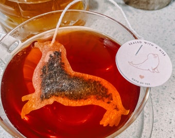 Seal 6 Shaped Tea Bag Sealed with a Kiss | FREE Shipping | 1 FREE Mini Honeycomb w/ Every Order | Valentine's Day | Lovers (6 Tea bags)