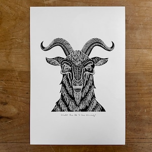 Black Phillip A5 Print von Matt Willis ~ the folklore box ~ the folklore box ~ Black Phillip ~ Teufel, die Hexe, Mythos