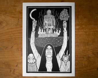 Lámina tamaño A4 de El Hombre de Mimbre - Lord Summerisle, Arte Folclórico