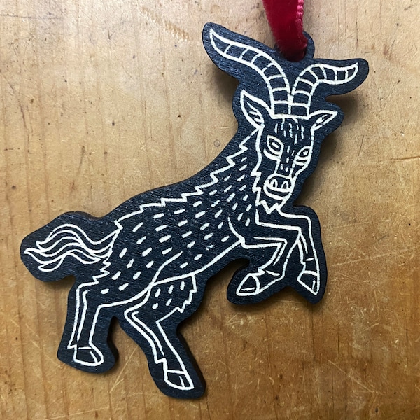 Black Phillip Hanging Christmas Decoration by Matt Willis - Goat ~ Christmas ~ The Folklore Box ~ TheFolkloreBox ~ The Folk Lore Box ~ Shuck