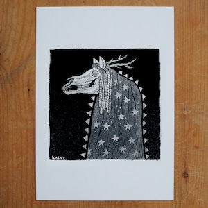 Mari Lwyd A4 Print by Matt Willis - winter festival ~ hobby horse ~ The Folklore Box ~ The Folk Lore Box ~ TheFolkloreBox ~ Shuck ~ Ickeny