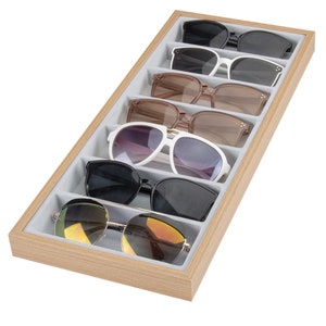 Wooden Portable 7 Grid Sunglasses Storage Box Organizer Glasses Multi-slot Wood Eyeglasses Display Case Jewelry Organizer Storage