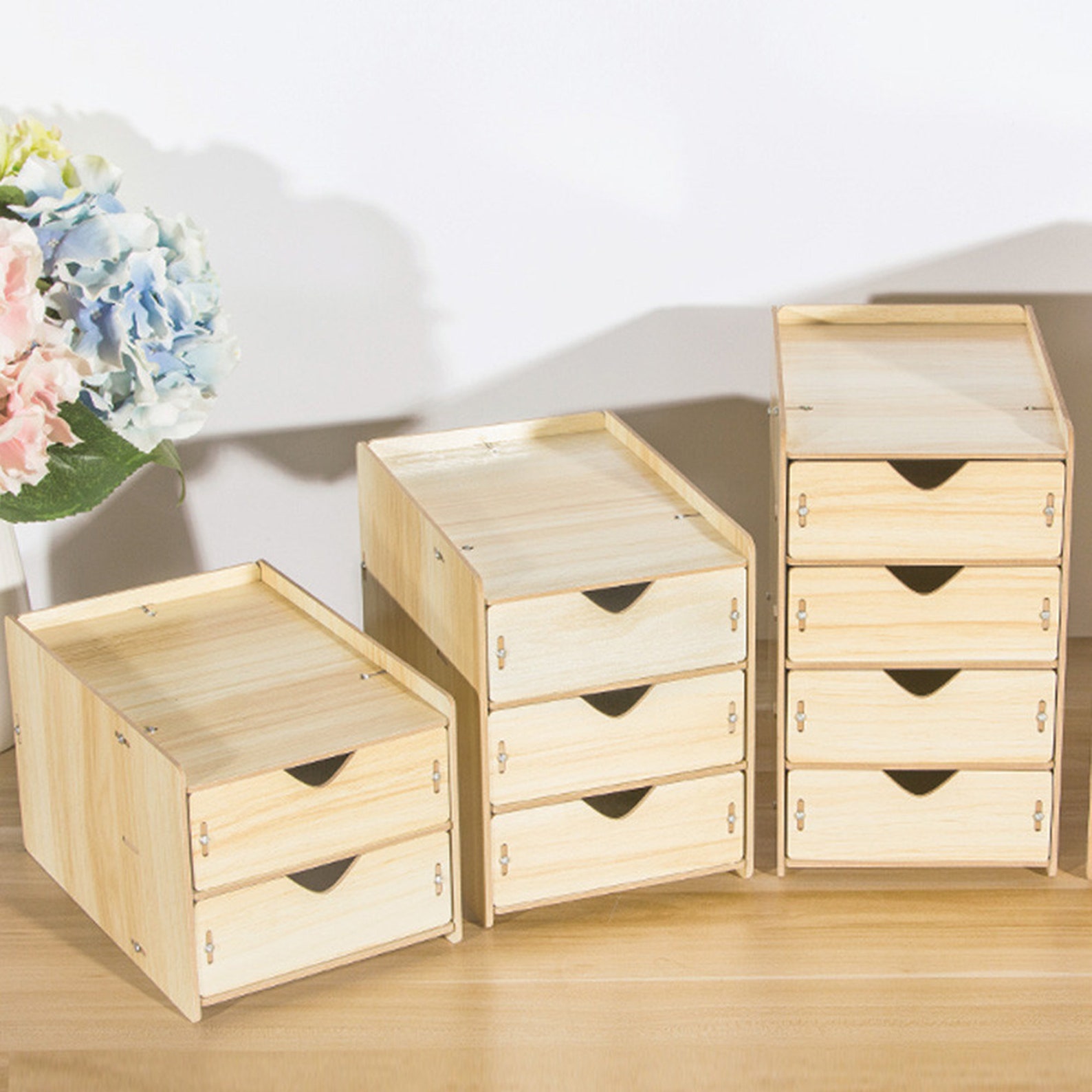 Wooden Drawer Organizer Box Desktop Storage Drawers Etsy