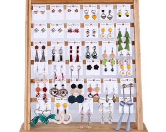 New Wooden Earrings Display Rack, 60 Holes Bracket for Ha nging Earrings Earring Cards Women