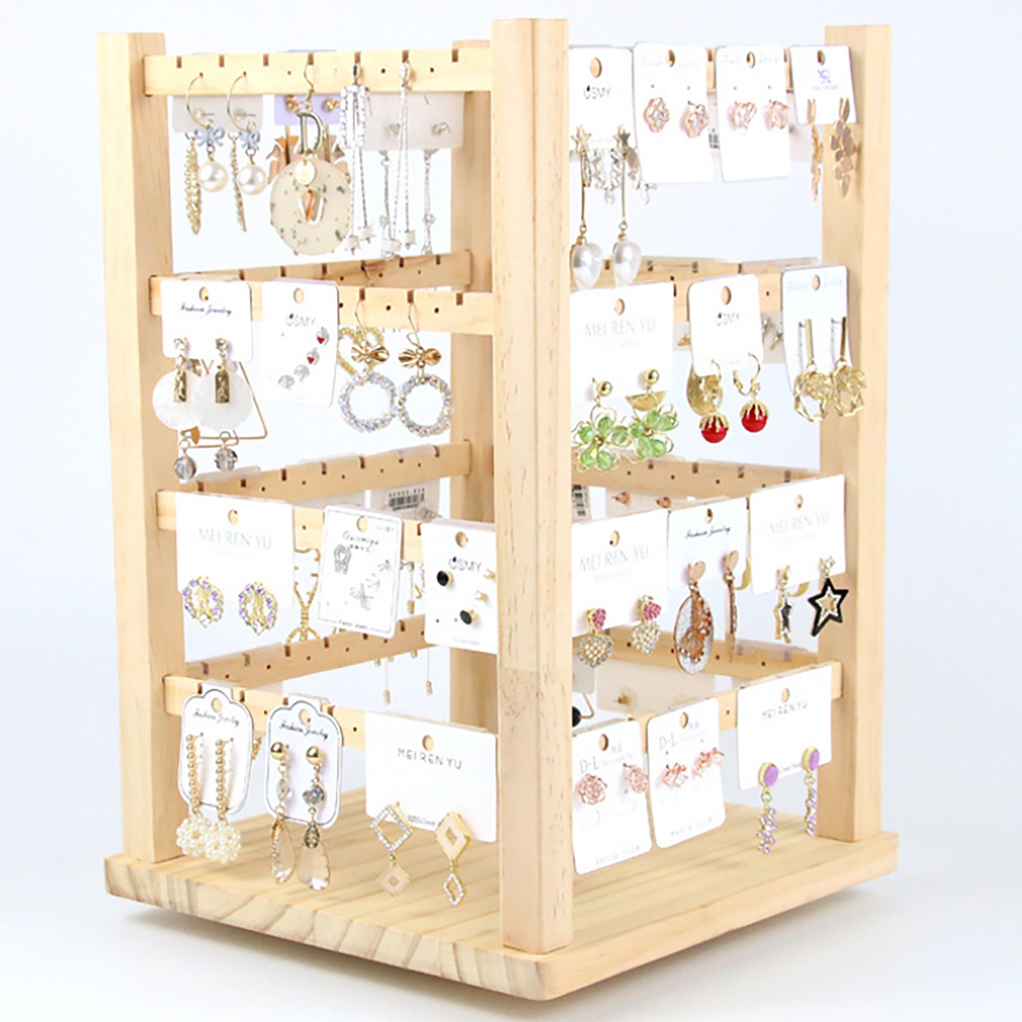 Hanging 48-Pcs. 2 Earring Card Rotating Display, 5 x 5 x 17H