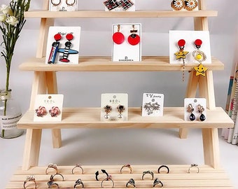 Soporte de exhibición de joyas de madera Múltiples collares escaparate soporte de pantalla pendientes Anillo Hanger Organizador