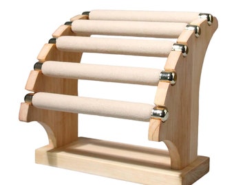 Espositore per gioielli in legno Business Handmade Desktop Ornament Storage Rack per orologio collana cavigliera Bangle 5 Tier