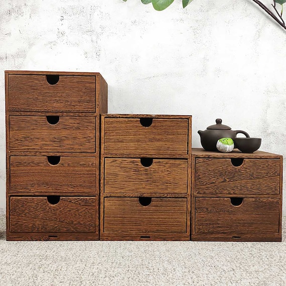 Wooden Box Storage Drawer Desktop Storage Drawers Jewelry Cosmetics  Organizer Multi-layer Wood Box 