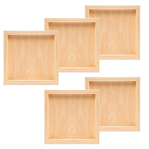 5PCS Wood Artwork Boards Wood Panels Unfinished Wood Canvas Cradled Panel Boards for Painting, Drawing and Arts & Crafts