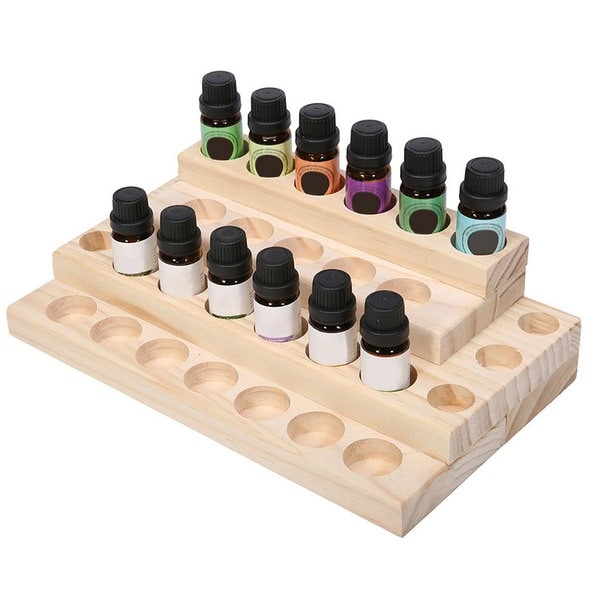 Wood Essential Oil Display /Oil Organizer Show Stand Rack/ Aromatherapy Organizer / Circle Wooden Case / Beauty Case