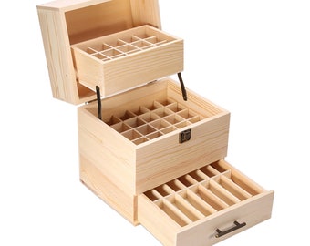 3 Tier 59 Slots Essential Oil Storage Box Container Cabinet Drawer for 10ml 15ml Aromotherapy Oil Container Cases Wooden