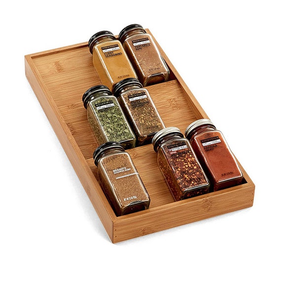 Hand Wooden Spice Rack Organizer 3 tier Bamboo Seasoning Drawer Tray Kitchen Supplies Drawer Style Storage Holder Etsy