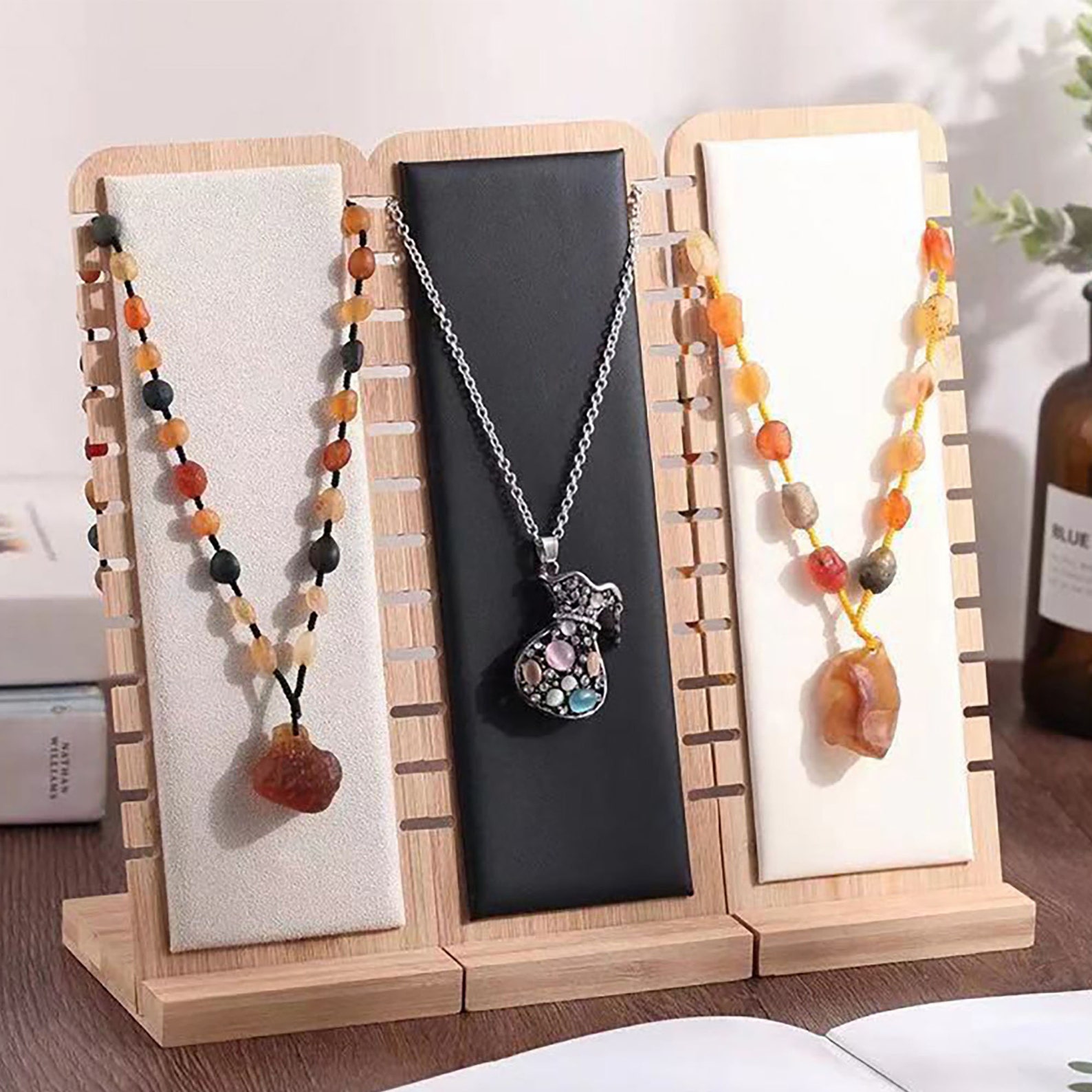 Wood Jewelry Display Stand Multiple Necklace Showcase Display Etsy Canada