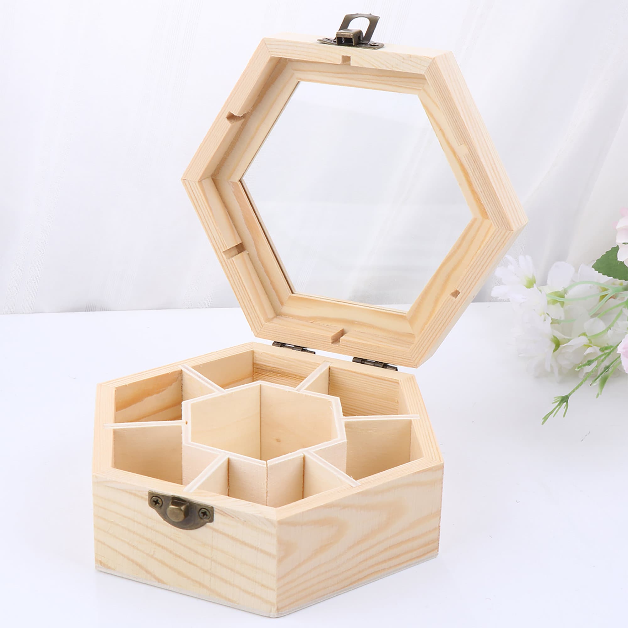 Wooden Jewelry Storage Box Hexagon Shaped Collection Box Gift Wooden Box -   Israel