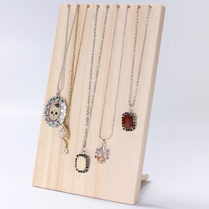 Wood Jewelry Display Stand Multiple Necklace Holder Rack Pendant Necklace Organizer Rack for Home Shop Counter Shows