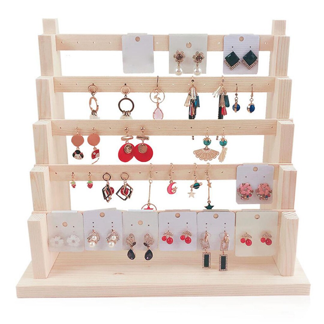 Wood Jewelry Display Rack Earring Organizer Stand Stud Earring Etsy