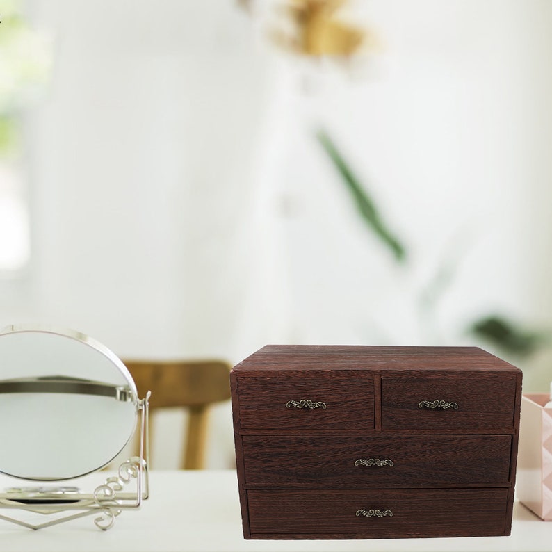 Wooden Box Storage Drawer Type Storage Box Jewelry Cosmetics Etsy