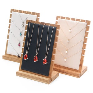 Wood Jewelry Display Stand Multiple Necklace Showcase Display Holder Pendant Long Chain Hanging Organizer Board