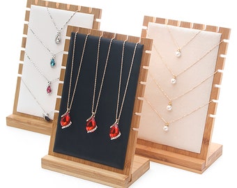 Support d’affichage de bijoux en bois Multiple Collier Vitrine Présentoir Pendentif Longue Chaîne Accrochage Organisateur Planche