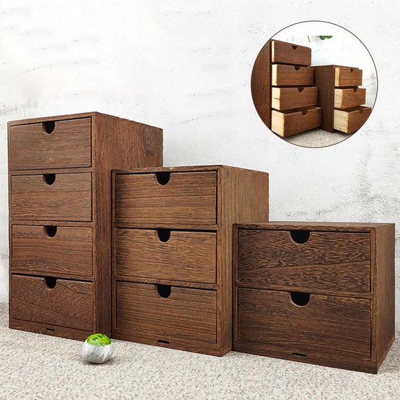 Wooden Box Storage Drawer Desktop Storage Drawers Jewelry Cosmetics  Organizer Multi-layer Wood Box 