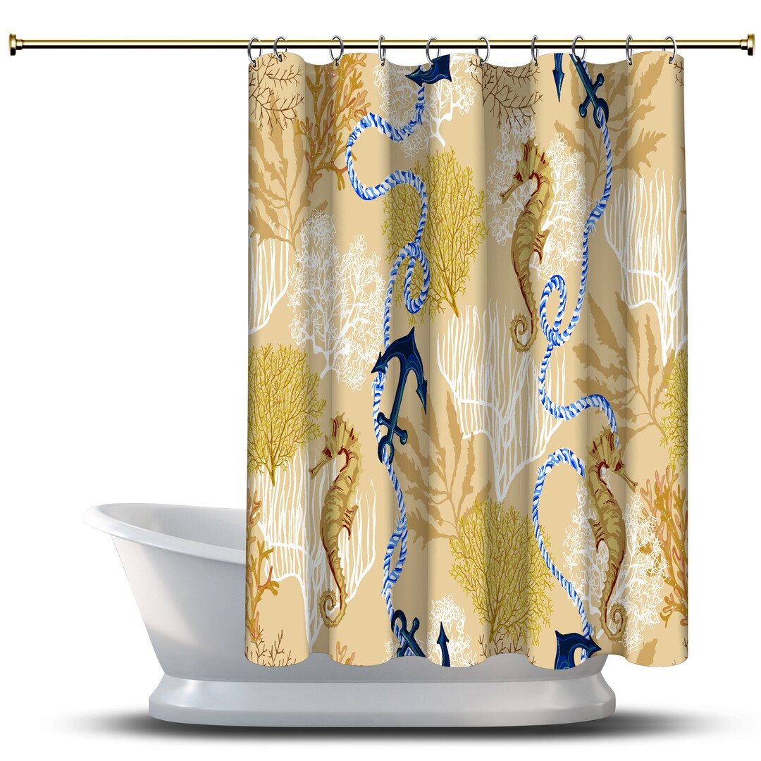 Submarine Animals Mustard Printed Showers Curtain / Waterproof Etsy