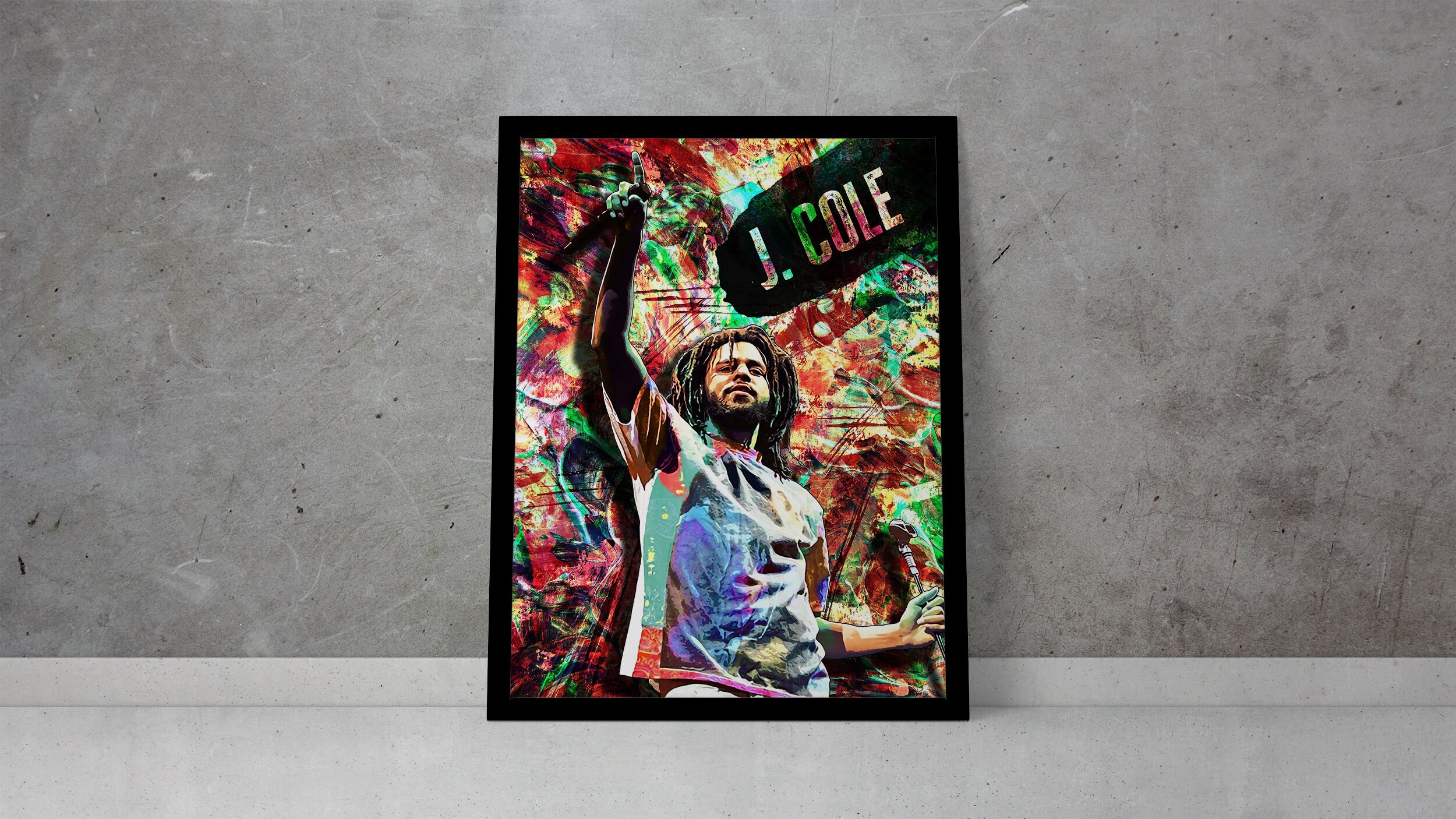 J Cole Print Wall Art Music Poster Abstract A3 Art Etsy