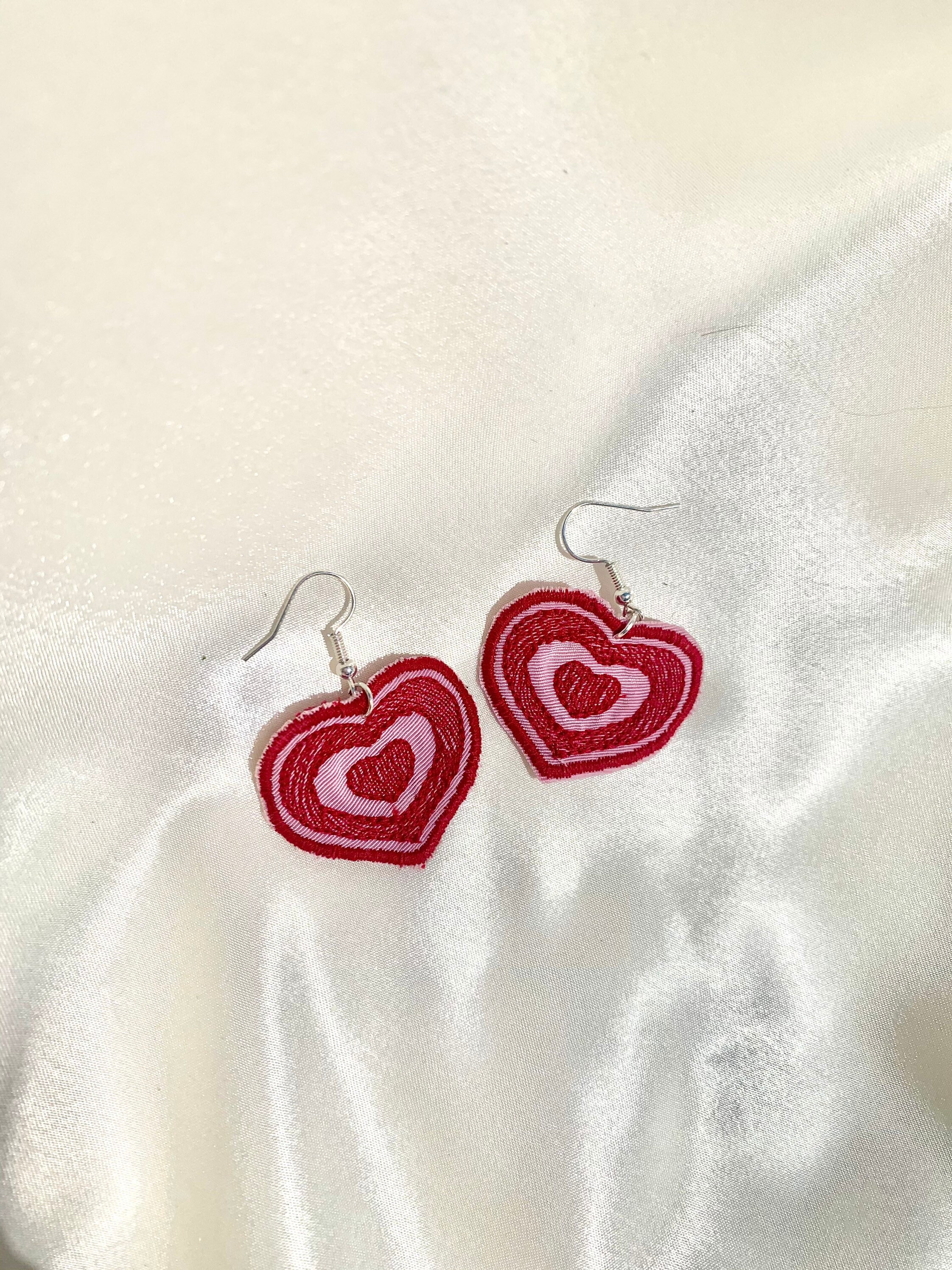 Handmade Embroidered Earrings. Made With Recycled Fabric Etsy UK
