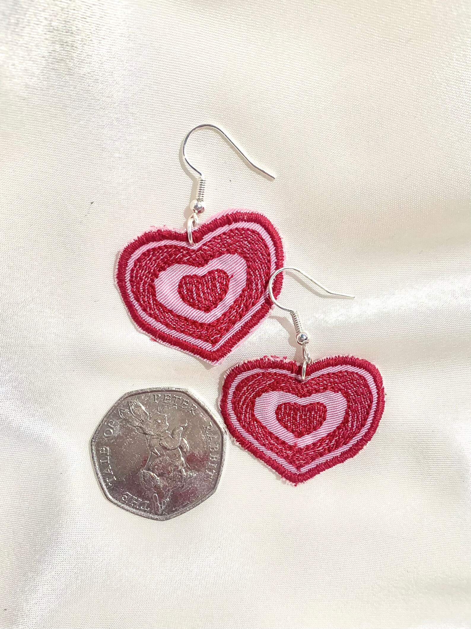 Handmade Embroidered Earrings. Made With Recycled Fabric Etsy UK
