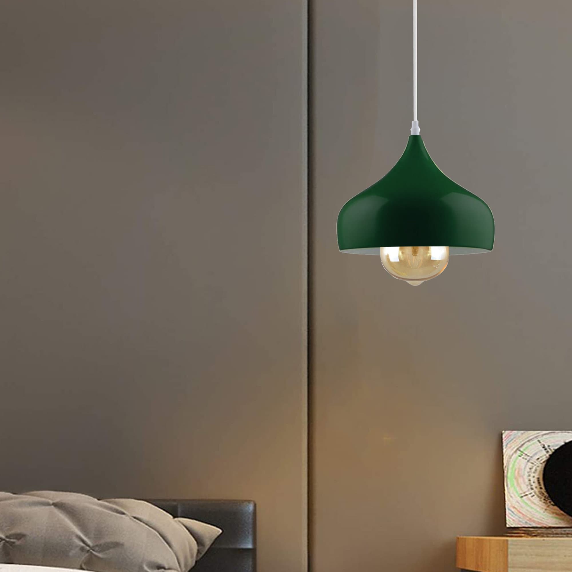 Lámpara colgante verde vintage estilo industrial metal sombra Etsy