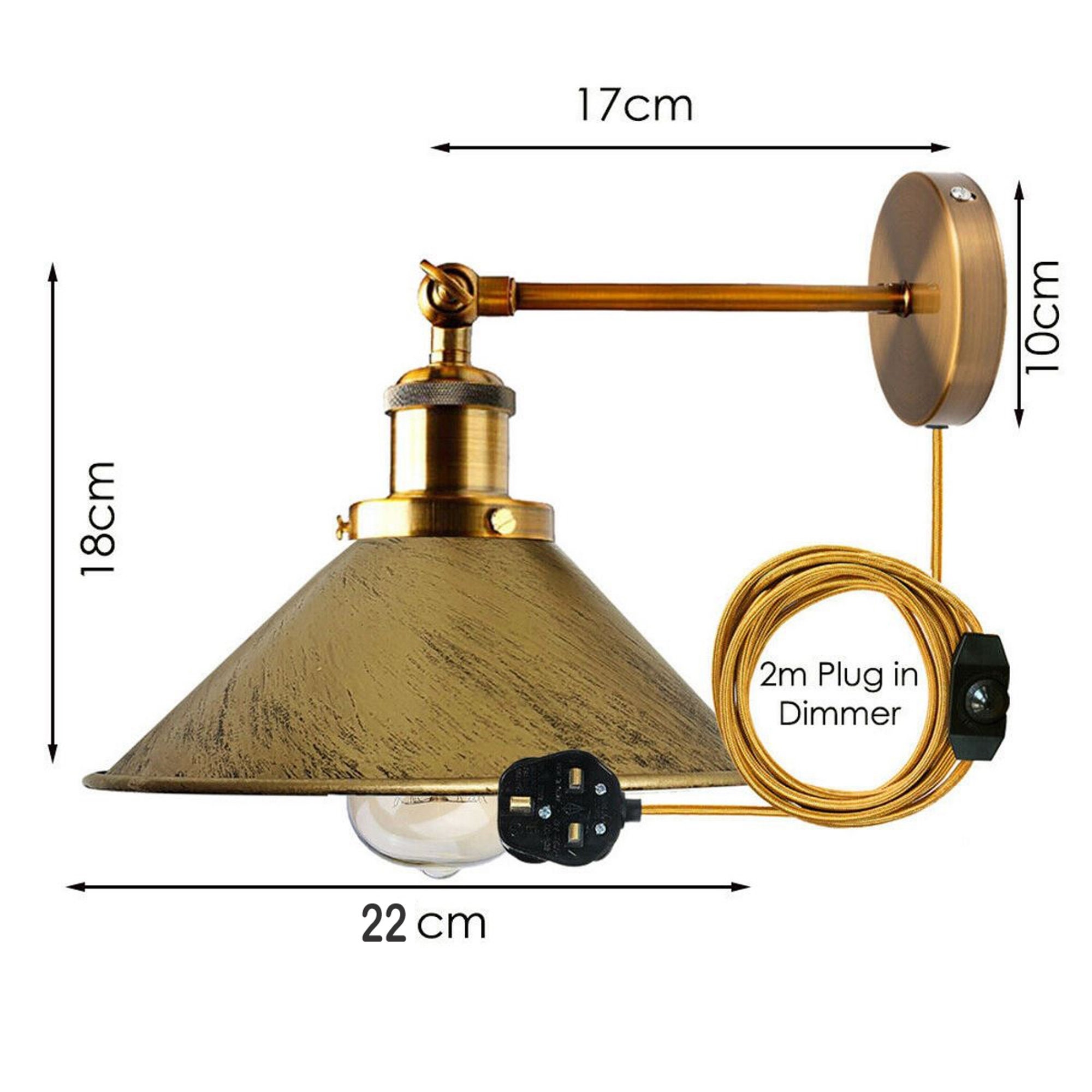 Modern Vintage Industrial Indoor Wall Light Fitting Dimmer Etsy