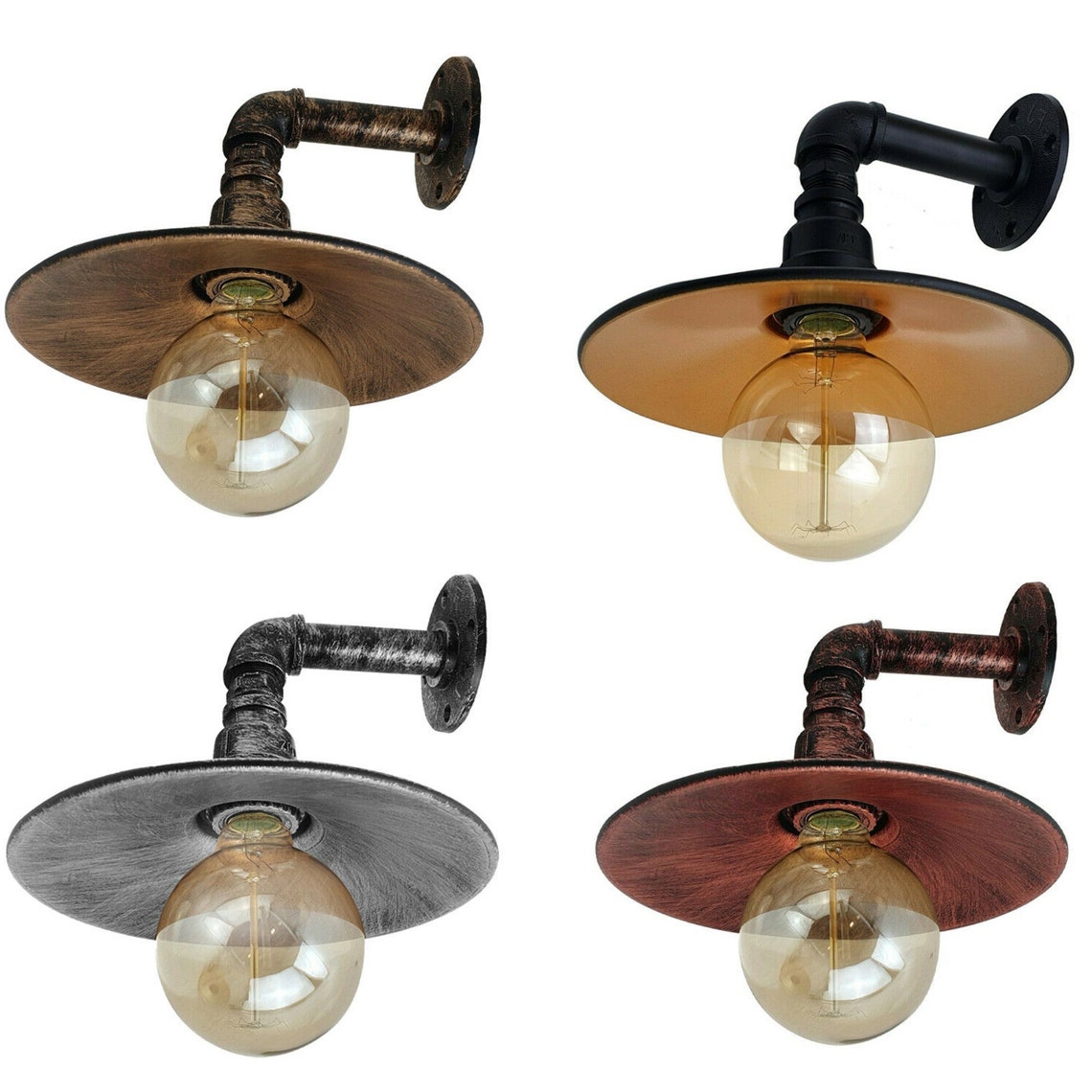 Modern Vintage Industrial Indoor Wall Light Fitting Lamp Flat Etsy