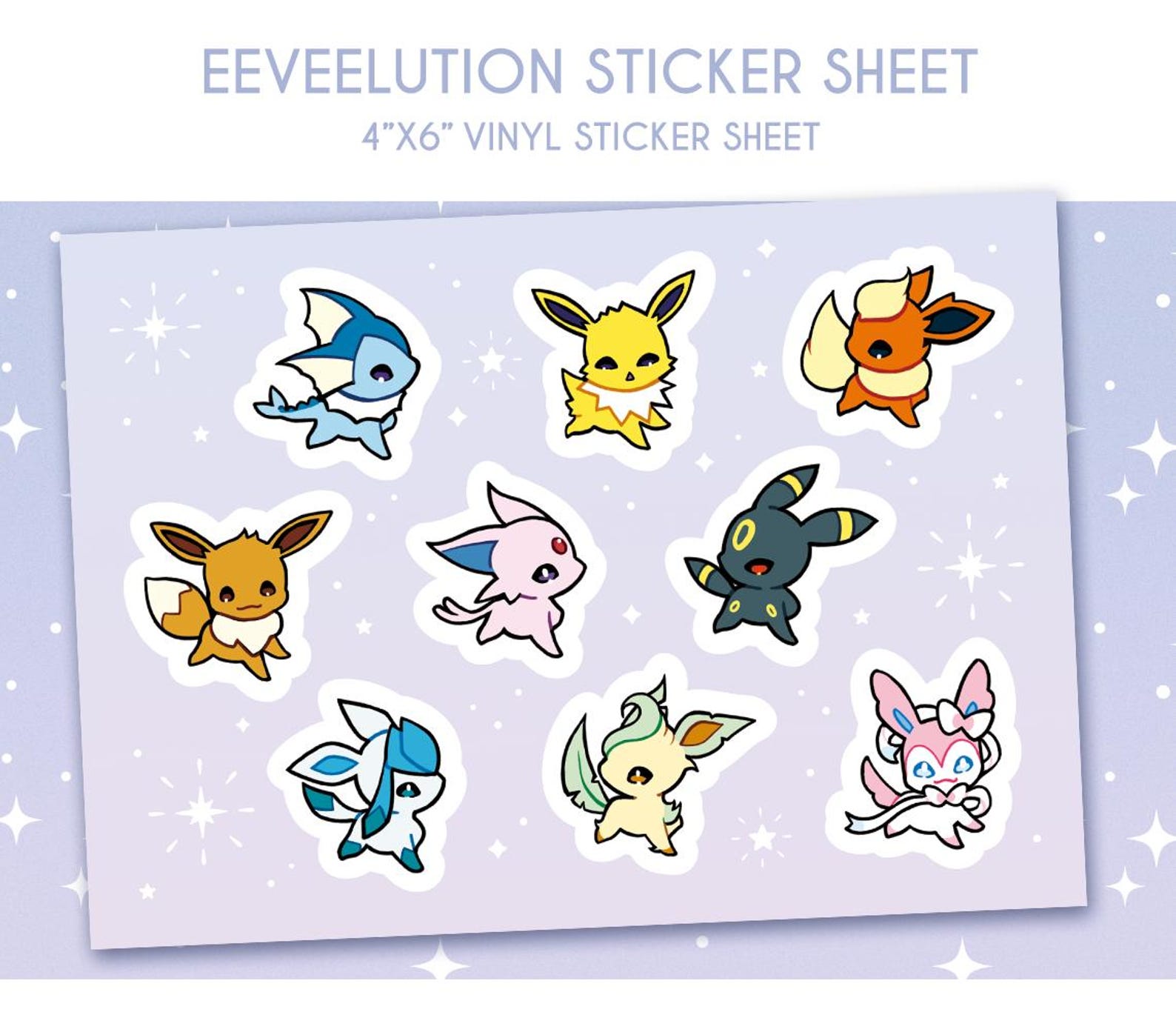Eeveelution Sticker Sheet - Etsy