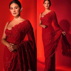 Kajol in Soft Red Saree, Georgette Designer Party Wear Saree,wedding Dress  Saree,indian Traditional Saree. Kajol Devgan Red Sari -  Canada