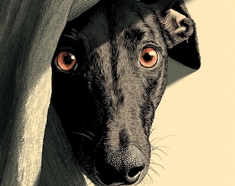 Grauer Windhund Druck: Schwarzer Hund - Digital Download 18 x 24 in JPEG