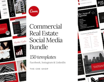 Commercial Real Estate Social Media Templates: 150 Canva Posts (Digital Download)
