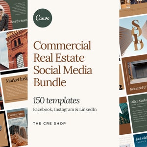 Commercial Real Estate Social Media Marketing Templates | Real Estate Marketing Social Media Planner Posts | Real Estate Bundle