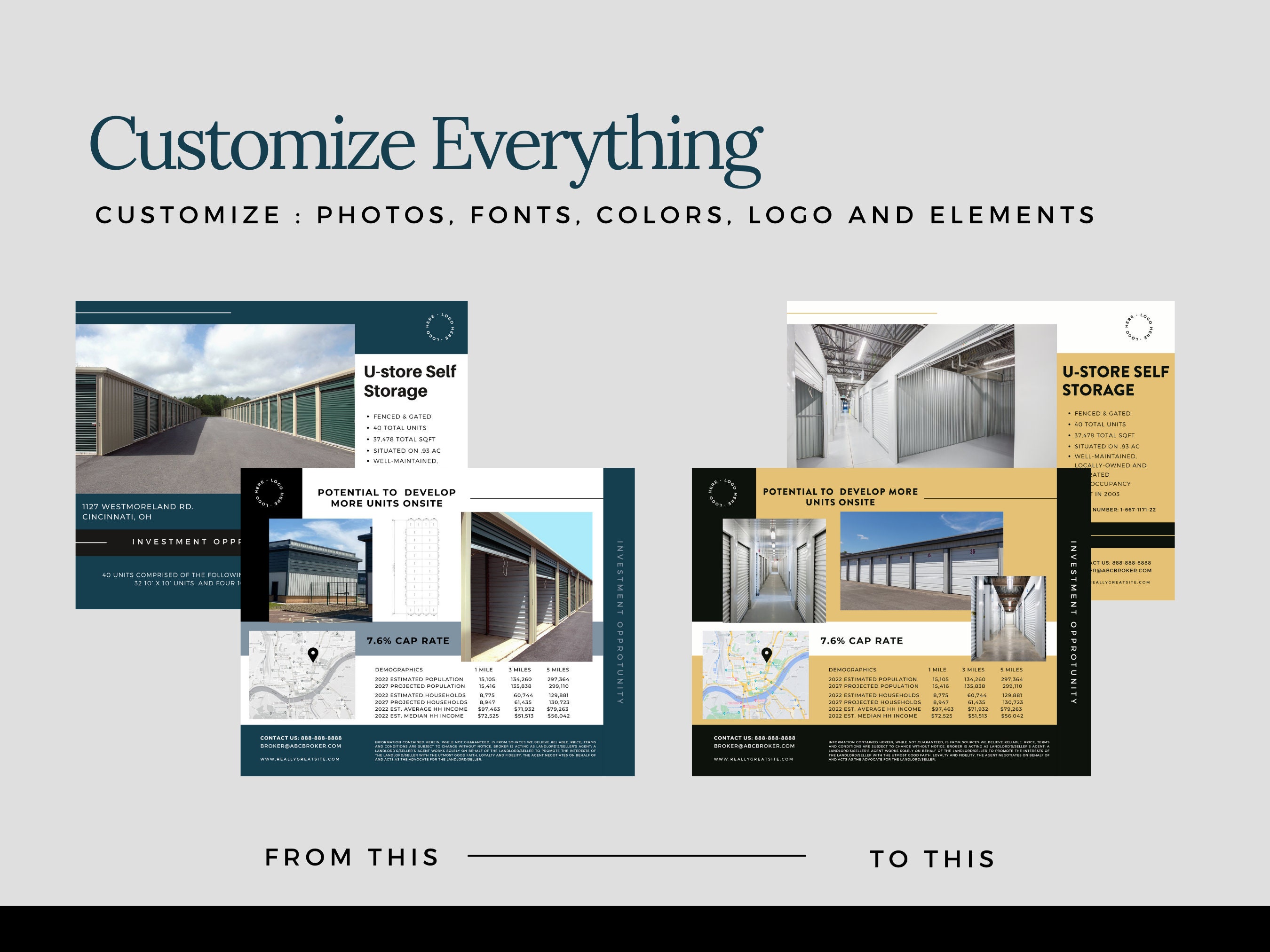 Commercial Real Estate Brochure & Flyer Templates (canva Editable) - Etsy
