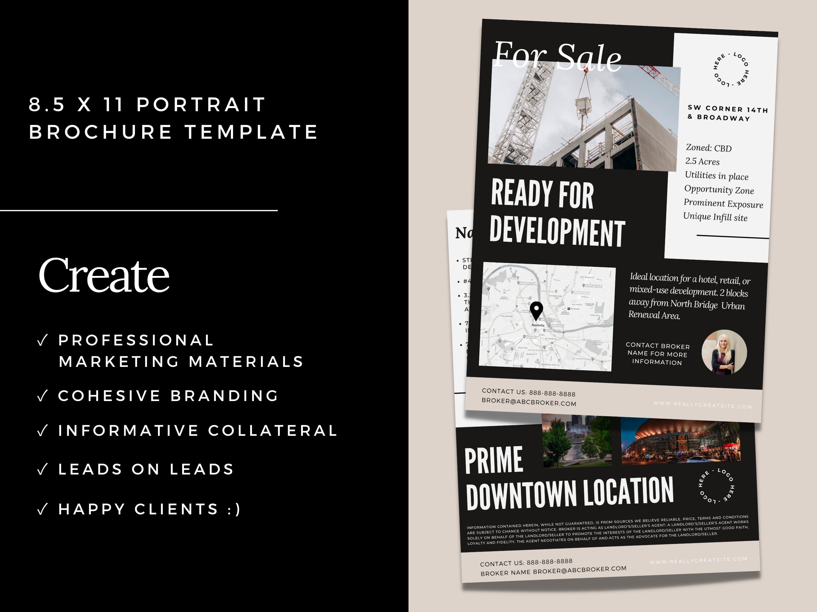 Commercial Real Estate Brochure Templates: Canva Mailers (digital ...