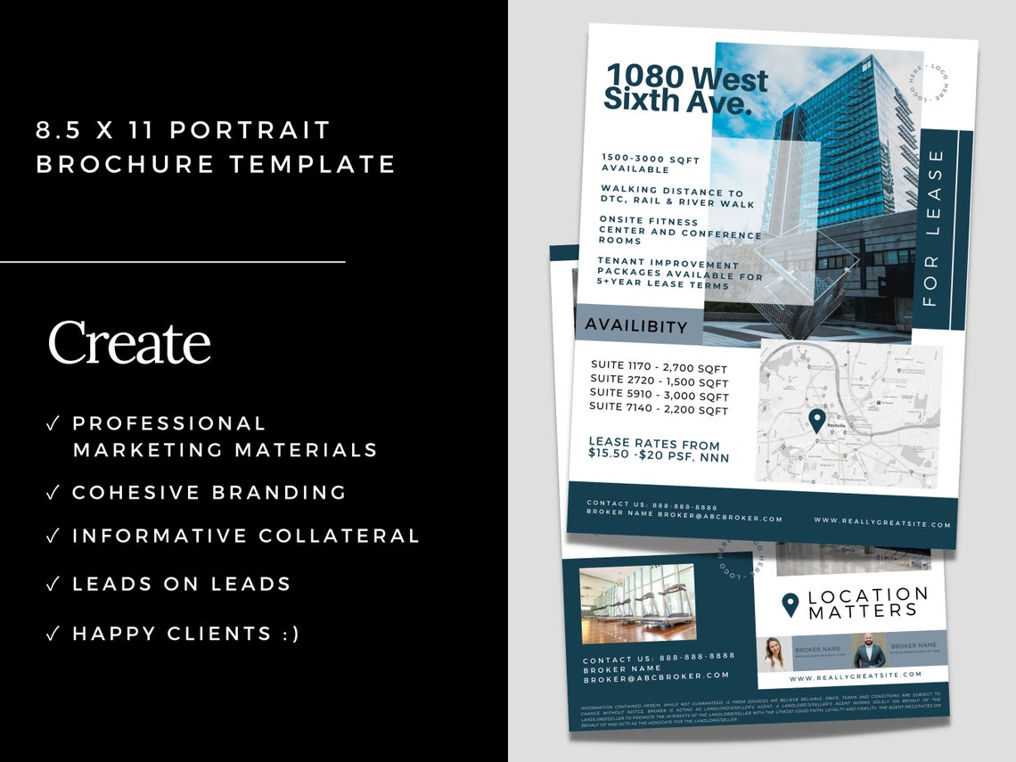 Commercial Real Estate Brochure & Flyer Templates (canva Editable) - Etsy