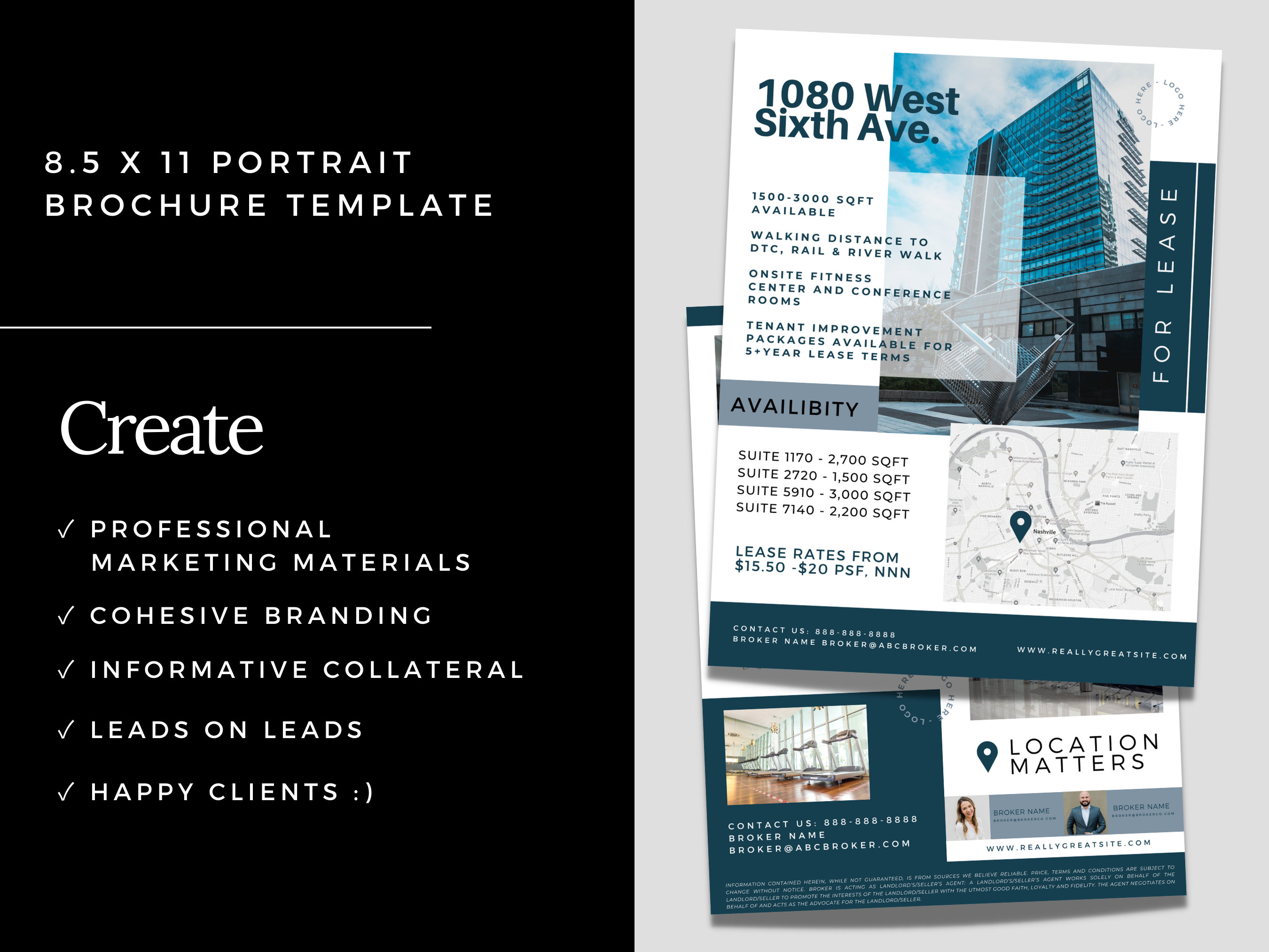 Commercial Real Estate Brochure & Flyer Templates (canva Editable) - Etsy