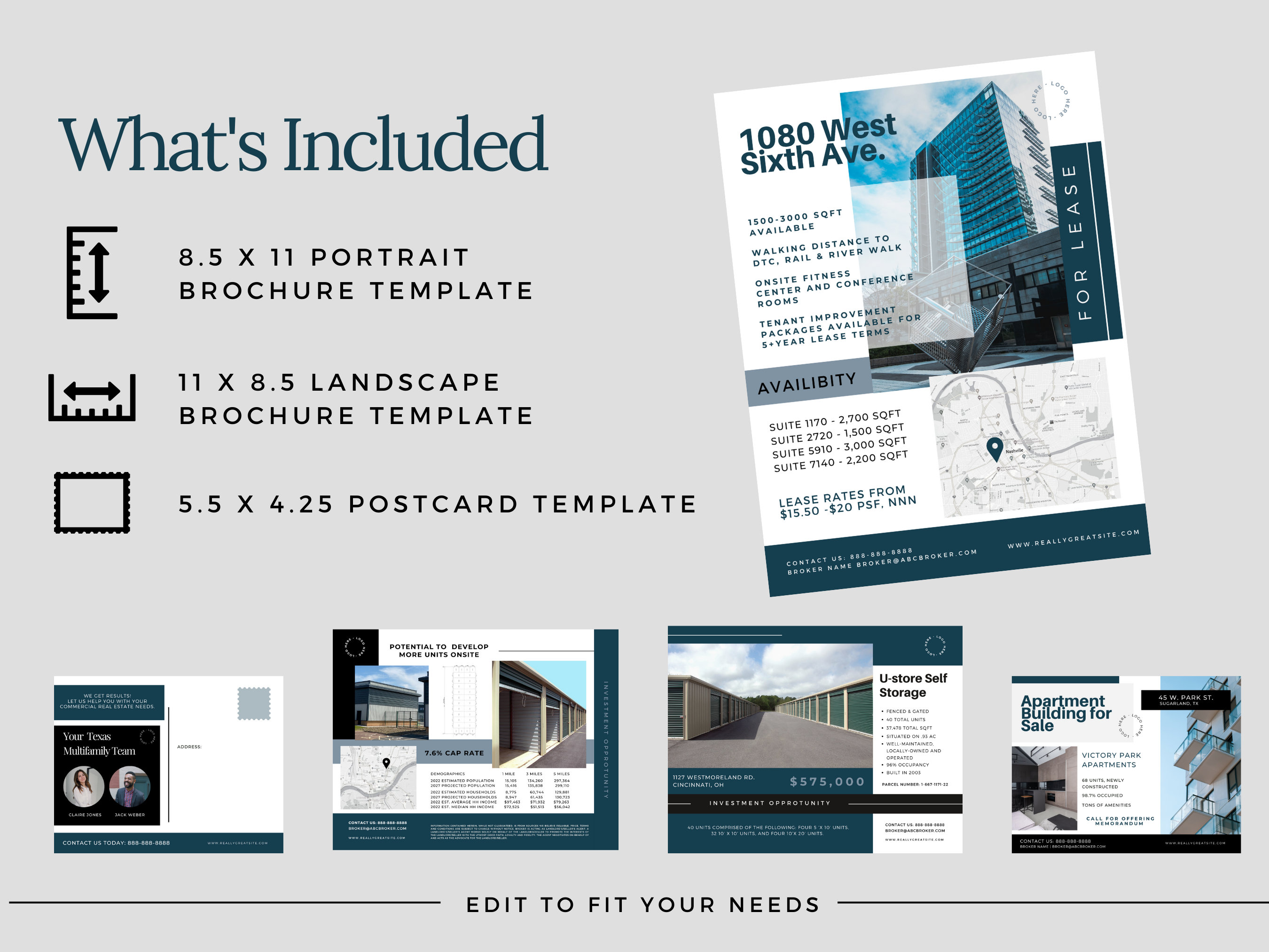 Commercial Real Estate Brochure & Flyer Templates (canva Editable) - Etsy