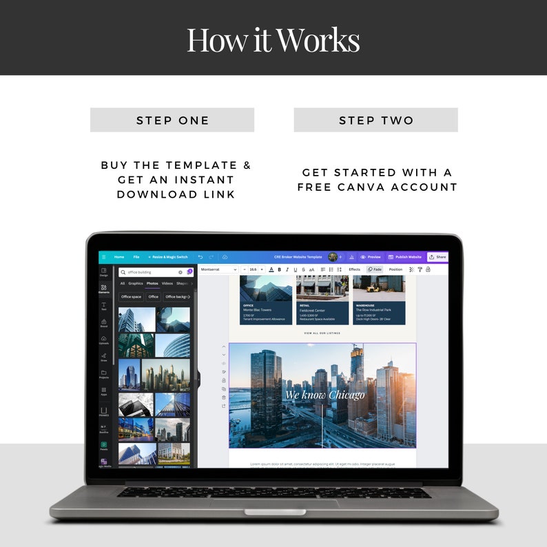 Commercial Real Estate Website Template Broker Marketing (canva) Etsy