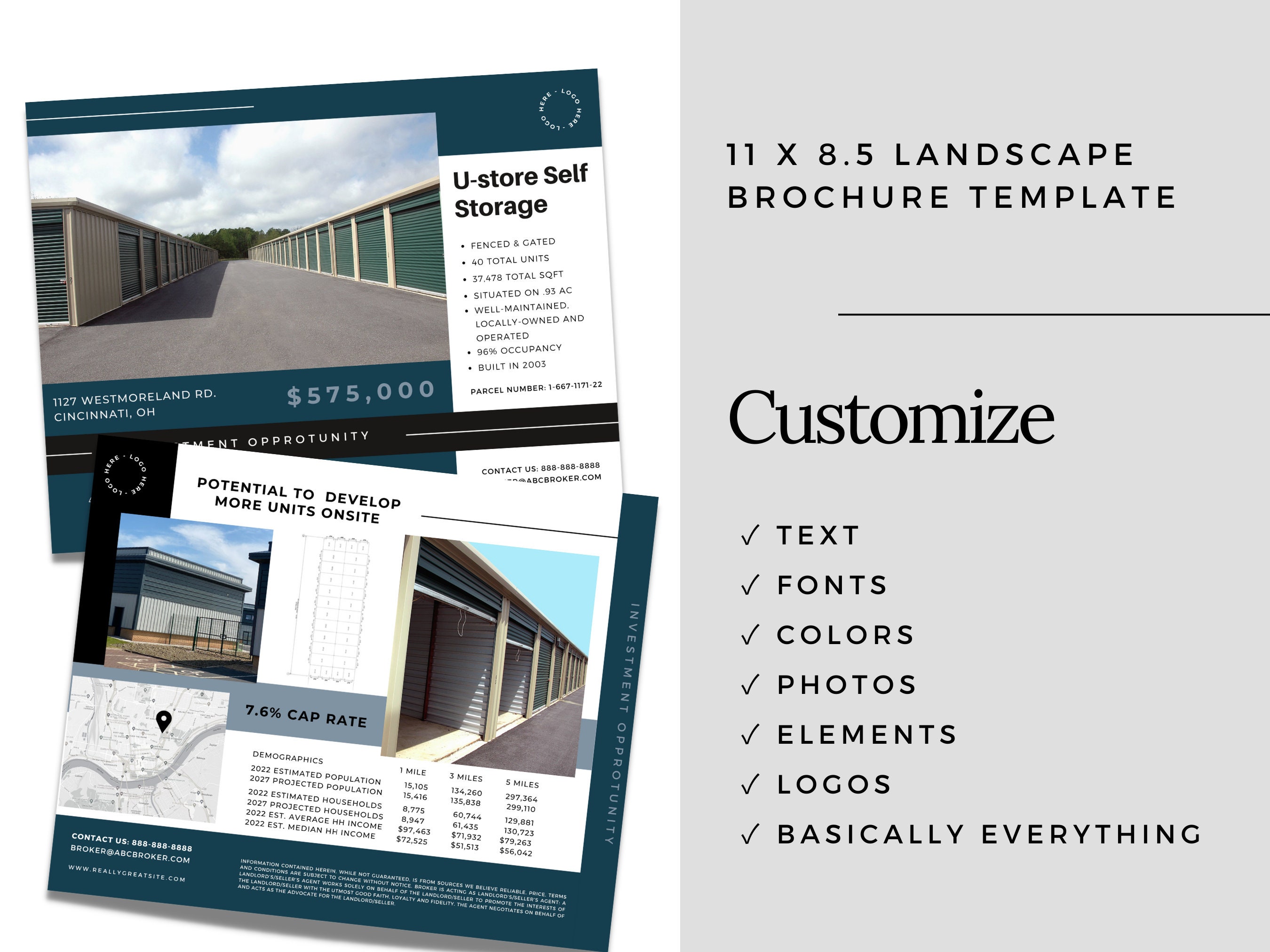 Commercial Real Estate Brochure & Flyer Templates (canva Editable) - Etsy