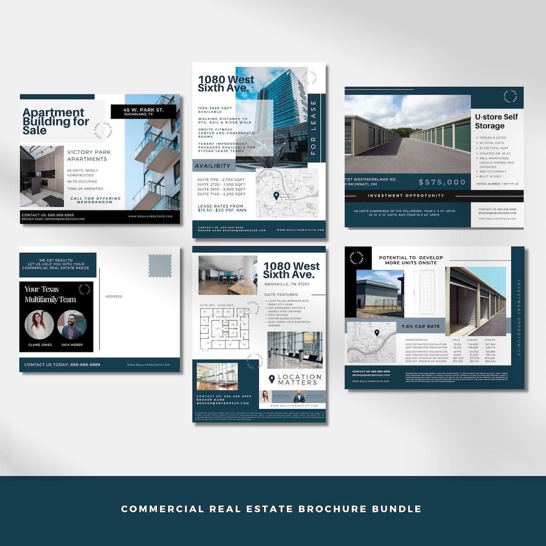Commercial Real Estate Brochure & Flyer Templates (canva Editable) - Etsy