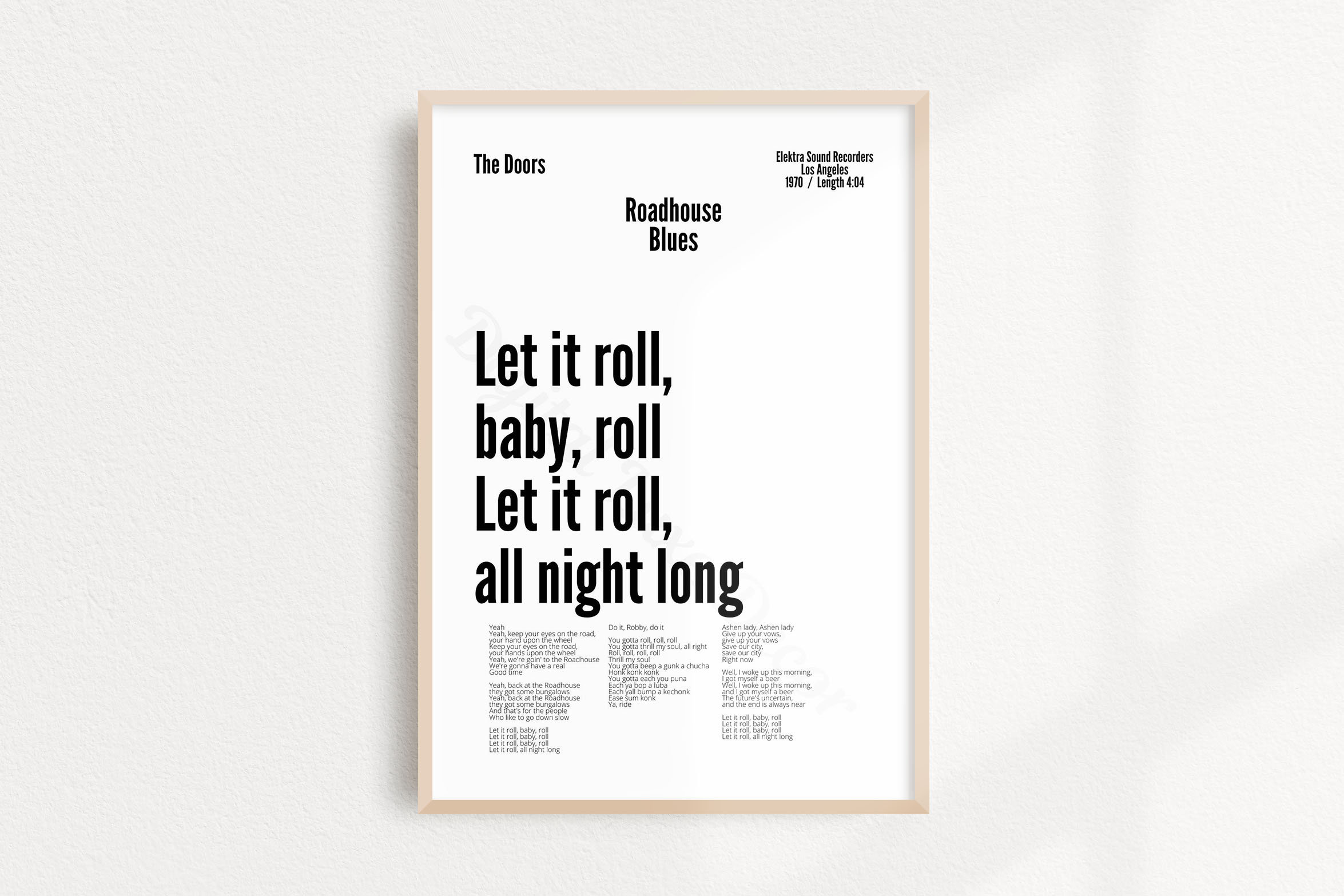 The Doors Poster // Roadhouse Blues Lyrics // Jim Morrison Etsy