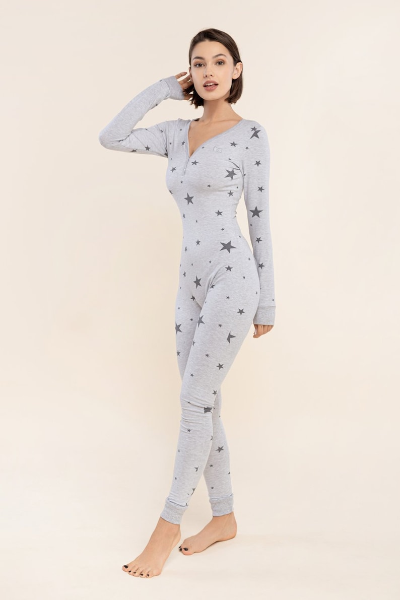 Pajama With Open Butt Flap Sexy Sleep Suit Grey Big Star - Etsy Sweden